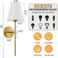 thumbnail image 4 of Wall Sconces Sets of 2, Retro Industrial Wall Lamps, Bathroom Vanity Sconces Wall Lighting with White Fabric Shade, Suitable for Bedroom Living Room Corridor Kitchen, 4 of 6