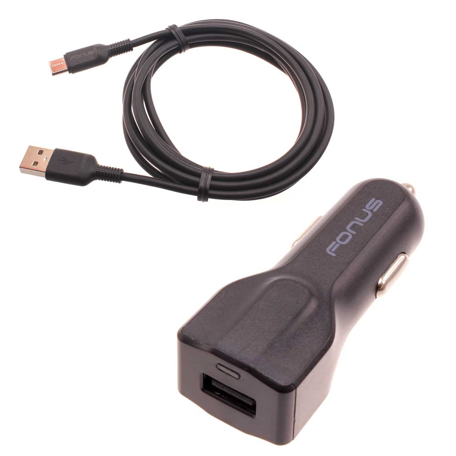 Car Charger for Samsung Galaxy S24/Ultra/Plus Phone - 24W Fast 2-Port USB 6ft Cable Type-C Turbo Charge DC Socket for Galaxy S24/Ultra/Plus