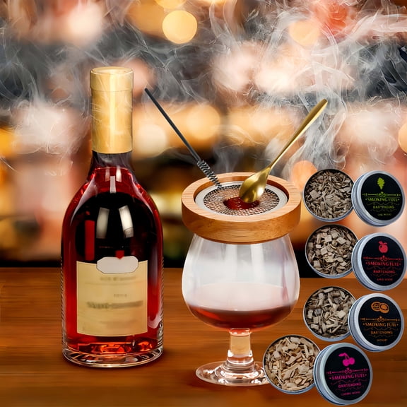 Whiskey Smoker Kit  - 4 Flavors Wood Chips,  - Cocktail Smoker Infuser Kit, Old Fashioned Drink Smoker Kit, Birthday Bourbon Whiskey Gifts for Men,Dad