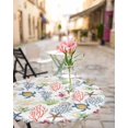 thumbnail image 4 of Ocean Round Fitted Table Cover for Dining Tables,Elastic Edged Sea Turtle Tablecloth Coastal Starfish Coral Shell Conch Waterproof Tables Cover Cloths for Cafe/Kitchen Dinner 45-52in, 4 of 6