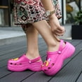 thumbnail image 6 of Platform Clogs for women, Womens Platform Clogs Shoes Gardener Shoes Slippers 2 inch Hight Heels Mules Comfortable Breathable Lightweight Slip on Wedge Sandals Slides with Charms Rose 42, 6 of 7