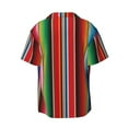 thumbnail image 2 of Wukai Mexican Serape Blanket Stripes Men's Casual Short-Sleeve Button Down Shirt - Lightweight Summer Dress Shirt for Daily Wear-Large, 2 of 7