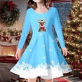 thumbnail image 2 of Cute Dresses For Girls Kids Christmas Trees Deer Print Christmas Long Sleeve Party Princess Tea Party Dresses For Girls Size 10-13T, 2 of 5