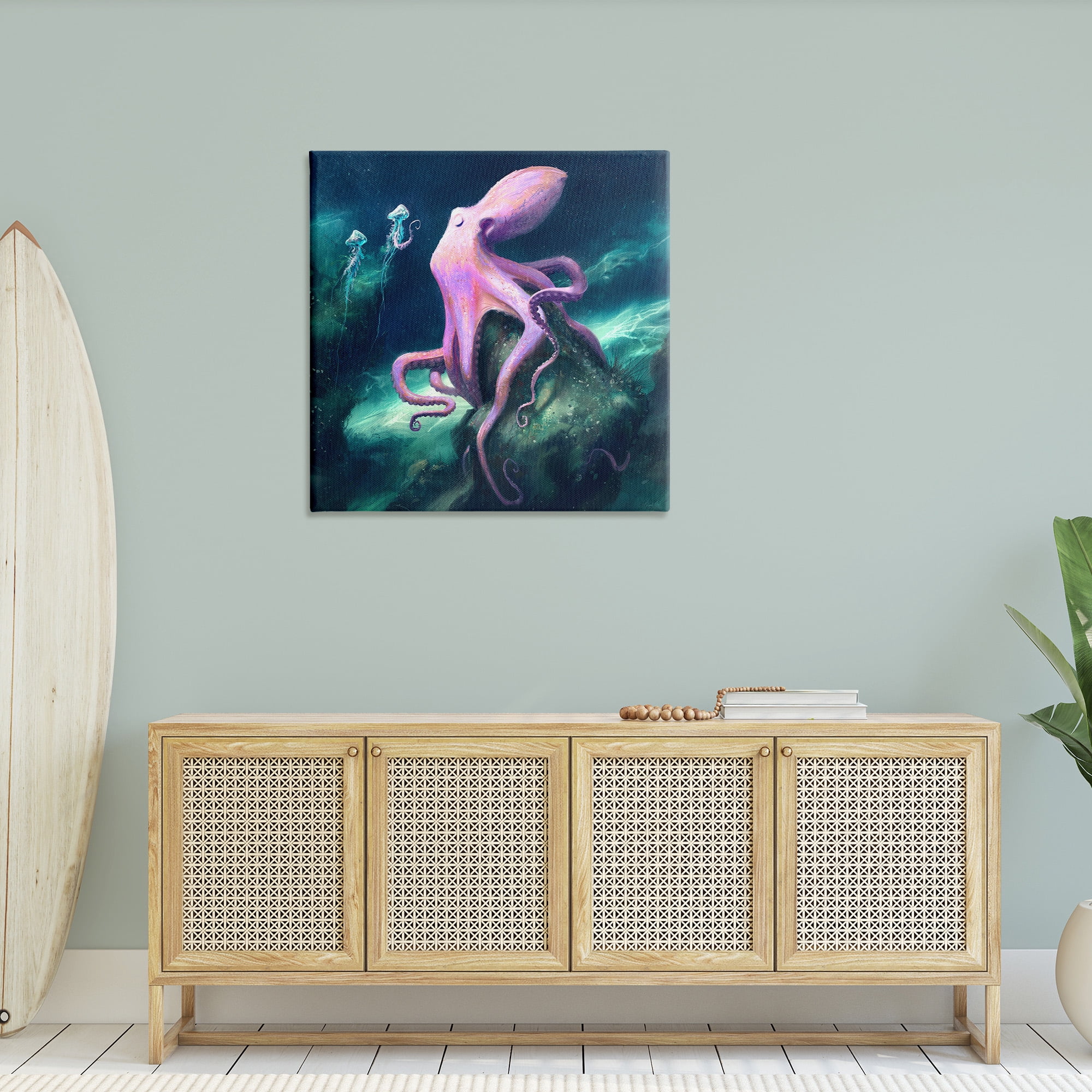 Stupell Industries Octopus & Jellyfish Friends Animals & Insects Painting Gallery Wrapped Canvas Art Print Wall Art, 36 x 36
