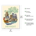 thumbnail image 2 of Detroit Michigan - Skyline - Vintage Airline Travel Poster by Bern Hill c.1950s - Master Art Print (Unframed) 9in x 12in, 2 of 4