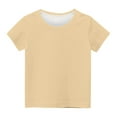 thumbnail image 5 of Girls Short Sleeve T Shirts, Kids Summer Cotton Shirt Tops Solid Color Crewneck Tee Tops Beige 11Y, 5 of 5