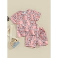 thumbnail image 4 of Bslissey Toddler Baby Girls Short Pants Sets 6M 12M 18M 24M 3T Bear Stripe Print Short Sleeve T-Shirt + Elastic Waist Shorts 2Pcs Outfits Infant Casual Summer Clothes, 4 of 10