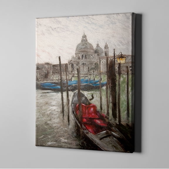 Unlimited Art Project - Venice Dock Cityscape Canvas Wall Art Print Wall Décor Multicolor