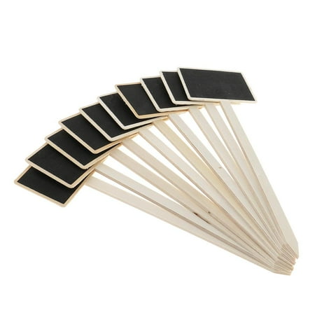 

10pcs Mini Rectangle Chalkboards Black Board With Stand Stake Stick For Message Board Signs Wood Small Chalkboard Signs For Wedding Birthday Party