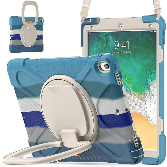 Color Matching Case For Ipad Pro 12.9 Inch 2020 With Big Adjustable Ring Stand, Pen Holder, Shock Protection Cover