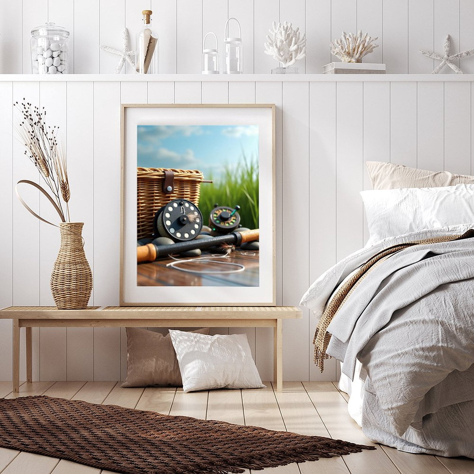 Diamond Art Kits for Adults - Realistic Fishing Rod Print No.9 5D Frameless Dimond Painting Kit for Adults Beginner, Round Diamond Kits for Home Wall Decor, Gift for Women