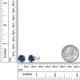 thumbnail image 4 of Gem Stone King 925 Sterling Silver Blue Created Sapphire Stud Earrings for Women Men (7.32 Cttw, Round 10MM), 4 of 5