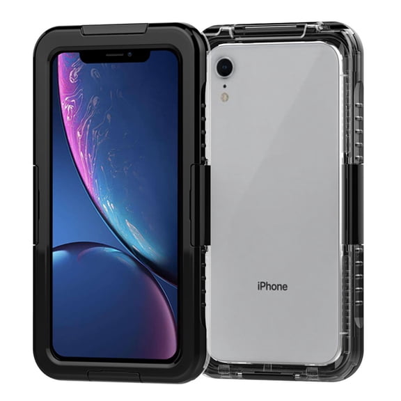 Premium Waterproof Sealed Hard Case for Apple iPhone XR with Plastic Screen Cover For Swimming, Camping, Outdoor Use (Black)
