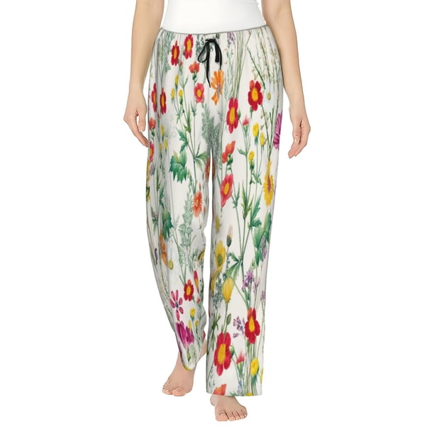 Balery Spring floral Pantalones de pijama para mujer, pijamas ultraligeros, pantalones de estar por casa-XX-Large