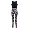 thumbnail image 4 of iEFiEL Kids Girls Ballet Dancewear Gymnastics Outfit Sports Bra Crop Tank Top with Yoga Running Pants Leggings Black&Rose Red 4, 4 of 7