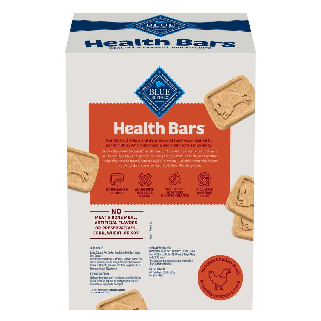 (2 pack) Blue Buffalo Health Bars Crunchy Dog Biscuits, Bacon, Egg & Cheese, 3-lb. Box