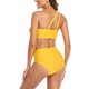 thumbnail image 4 of Traje de baño de spa de poliéster amarillo con cintura alta y control de abdomen, conjunto de bikini con volantes coquetos M, 4 of 6