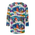 thumbnail image 4 of Women's Christmas Sweatshirts 3/4 Sleeve Shirts Christmas Snowflakes Print Pullover Sweater Blouses Thermal Lounge Warm Tops Spring Outfits 2025 Pullover Fall Winter Christmas Clothes, 4 of 5