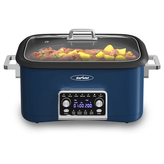 Sunvivi 12-in-1 Digital Slow Cooker Programmable Multi-Cooker, 8 Qt, Auto Shut-Off
