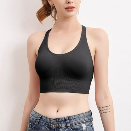 

Women Sports Bra Push Up Seamless Female Workout Underwear Wireless Paded Bra High Impact Support for Yoga Gym Fitness M Black