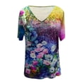 thumbnail image 3 of Birdeem Fashion Woman V-Neck Printed Short Sleeve Printing Blouse T-Shirt Summer Tops, 3 of 5