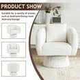 thumbnail image 5 of Ktaxon 360° Swivel Accent Armchair Velvet Upholstered Club Chair, Pumpkin Shape Sofa Corner Barrel Chair Off White, 5 of 8
