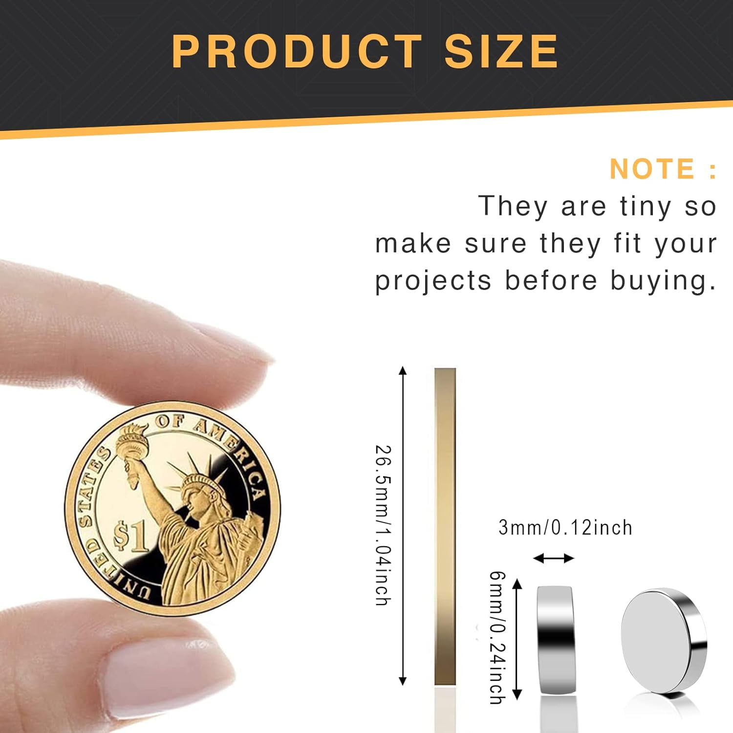 Small 6x3mm Refrigerator Magnets, 300Pcs Small Round Rare Earth Multi-Use Tiny Neodymium Fridge Magnets, Premium Cylinder Office Magnets for Whiteboard, Crafts, Dry Erase Board, School
