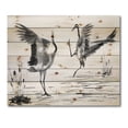thumbnail image 3 of Designart 'Monochrome Two Enamored Japanese Cranes Birds' Traditional Print on Natural Pine Wood, 3 of 5