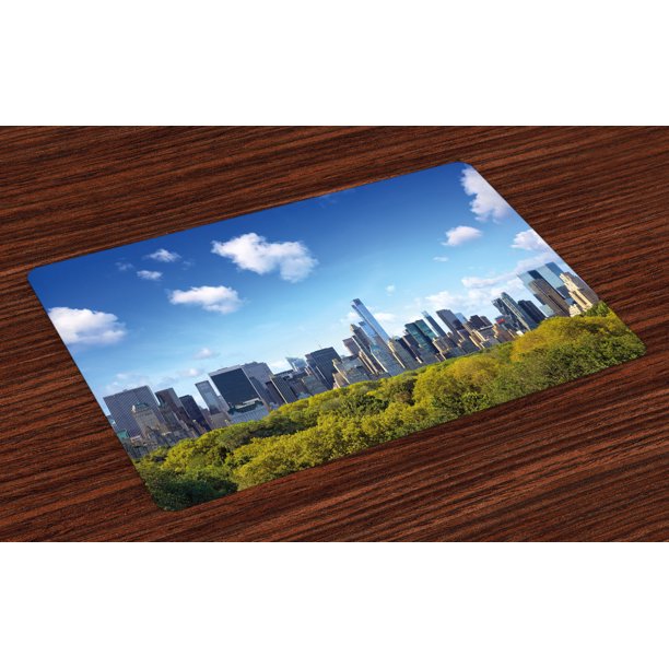 City Placemats Set of 4 Manhattan Skyline with Central Park in New York
