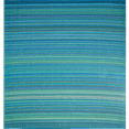 thumbnail image 3 of Fab Habitat Outdoor Rug - Waterproof, Fade Resistant, Crease-Free - Premium Recycled Plastic - Striped - Large Patio, Deck, Sunroom, Camping, RV - Cancun - Turquoise & Moss Green - 8 x 8 ft, 3 of 9