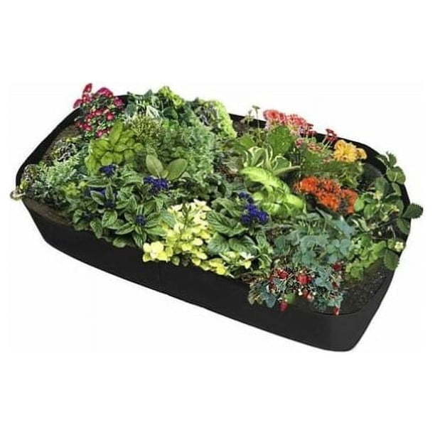 Cama elevada rectangular, tela transpirable, bolsa de plantación duradera para flores y verduras, 3 pies de largo x 6 pies de ancho, negro