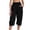 Black, variant on Cotton Linen Capri Pants for Women Lightweight Elastic Waist Loose Fit Wide Leg Cropped Pants with Pockets Womens Capris