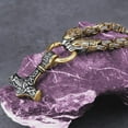 thumbnail image 3 of Men's Rune Hammer Pendant With Wolf Head, Stainless Steel Necklace, 3 of 5