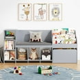 thumbnail image 3 of Homfa Kids Bookshelf with Reading Nook, 6 Shelf Bookcase with 1 Wood Toy Bin with 3 Tier Book Rack for Children Kidsroom, Gray, 3 of 7
