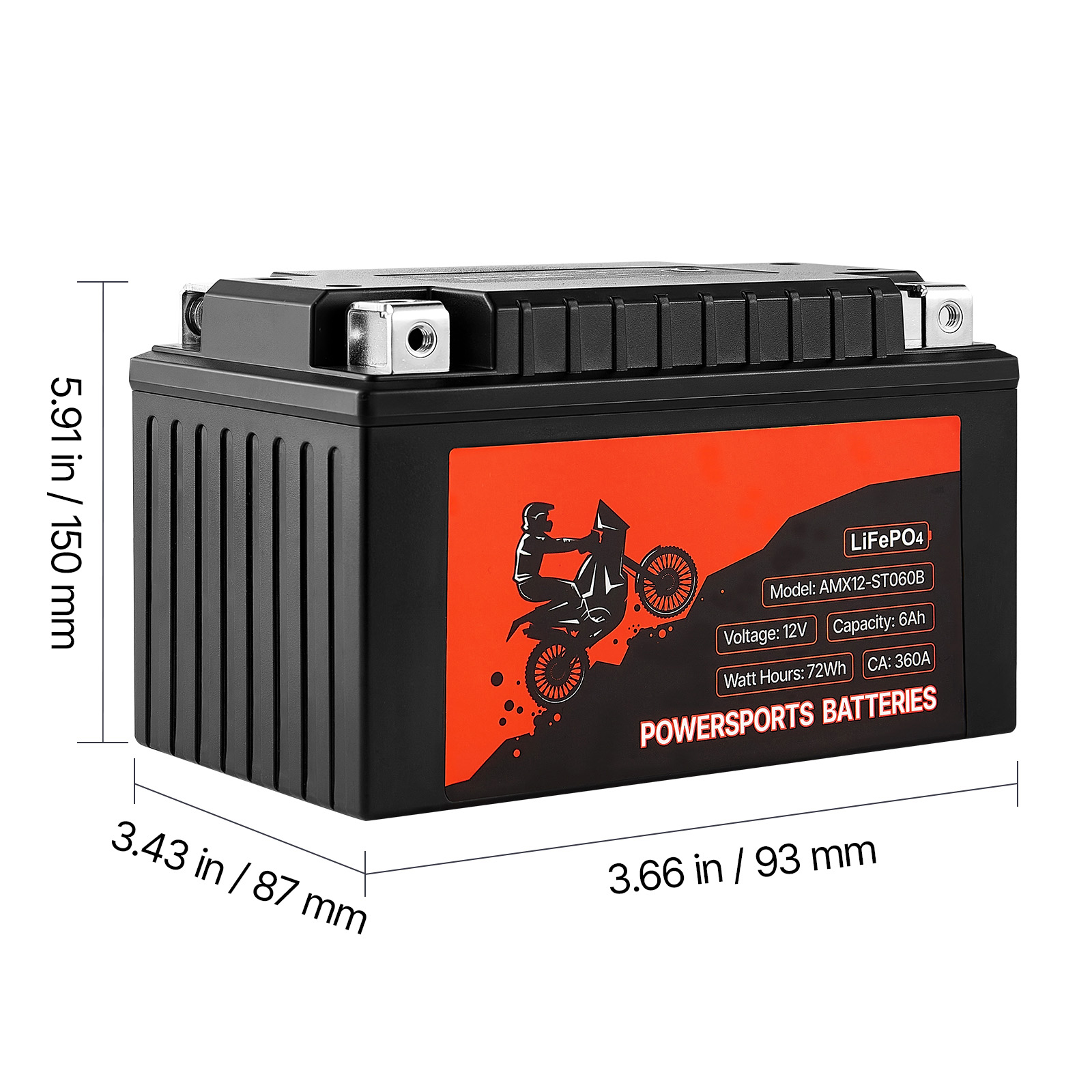 KFFKFF 12V 6Ah LiFePO4 Lithium Battery, Pre-Charged Powersports Battery, Maintenance-Free and Reliable Performance, Suitable for ATV, Motorcycle, Jet Skis, Scooters, UTVs, and More