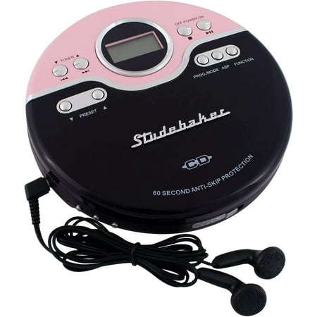 UPC: 0077283013775 | Studebaker – Portable CD Player with FM Radio – Pink/Black
