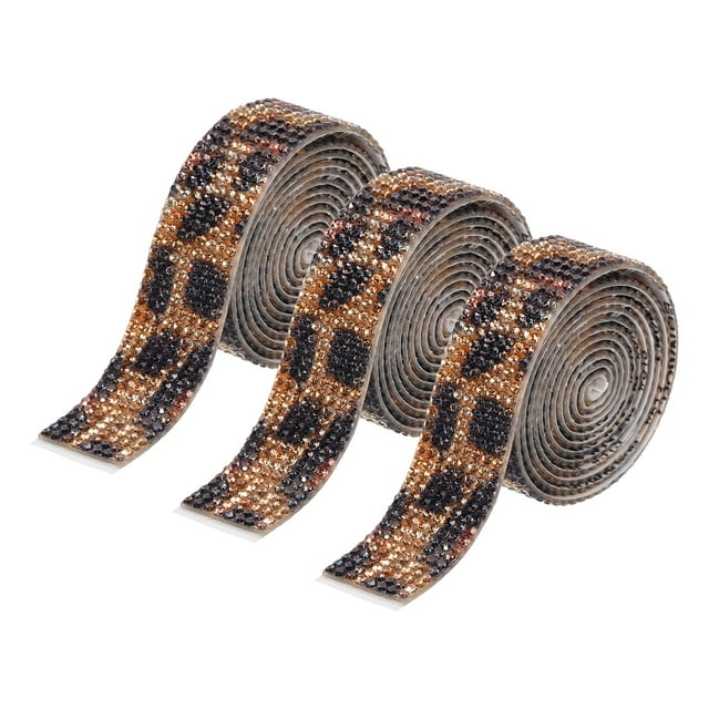 Unique Bargains 3Roll 3 Yards 18mm Self Adhesive Diamond Ribbon for Arts & Crafts,Black,Yellow