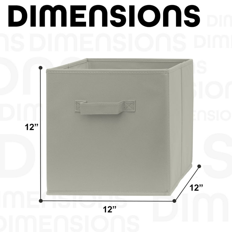 Pomatree 12x12 Storage Cube Bins - 6 Pack - Fabric Cube Storage Bin (Grey)  