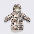 thumbnail image 2 of Favoffer Kids' Winter Thickened Coat Boys Girls Mid-Length Hooded CottonGraffiti Print Pocketed Long-Sleeve Jacket for Daily Outdoor Play Photo Toddler 2-10Y, 2 of 4