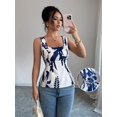 thumbnail image 1 of Blusa Sin Mangas Con Estampado Azul Y Cinturón Atado, 1 of 12