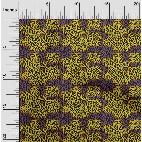 oneOone Cotton Silk Yellow Fabric Animal Skin Fabric For Sewing Printed Craft Fabric By The Yard 42 Inch Wide-JFB