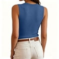 thumbnail image 4 of Sleeveless Tank Tops for Women Round Neck Ribbed Knit T Shirts Y2k Summer Fitted Going Out Shirts, L, 4 of 7