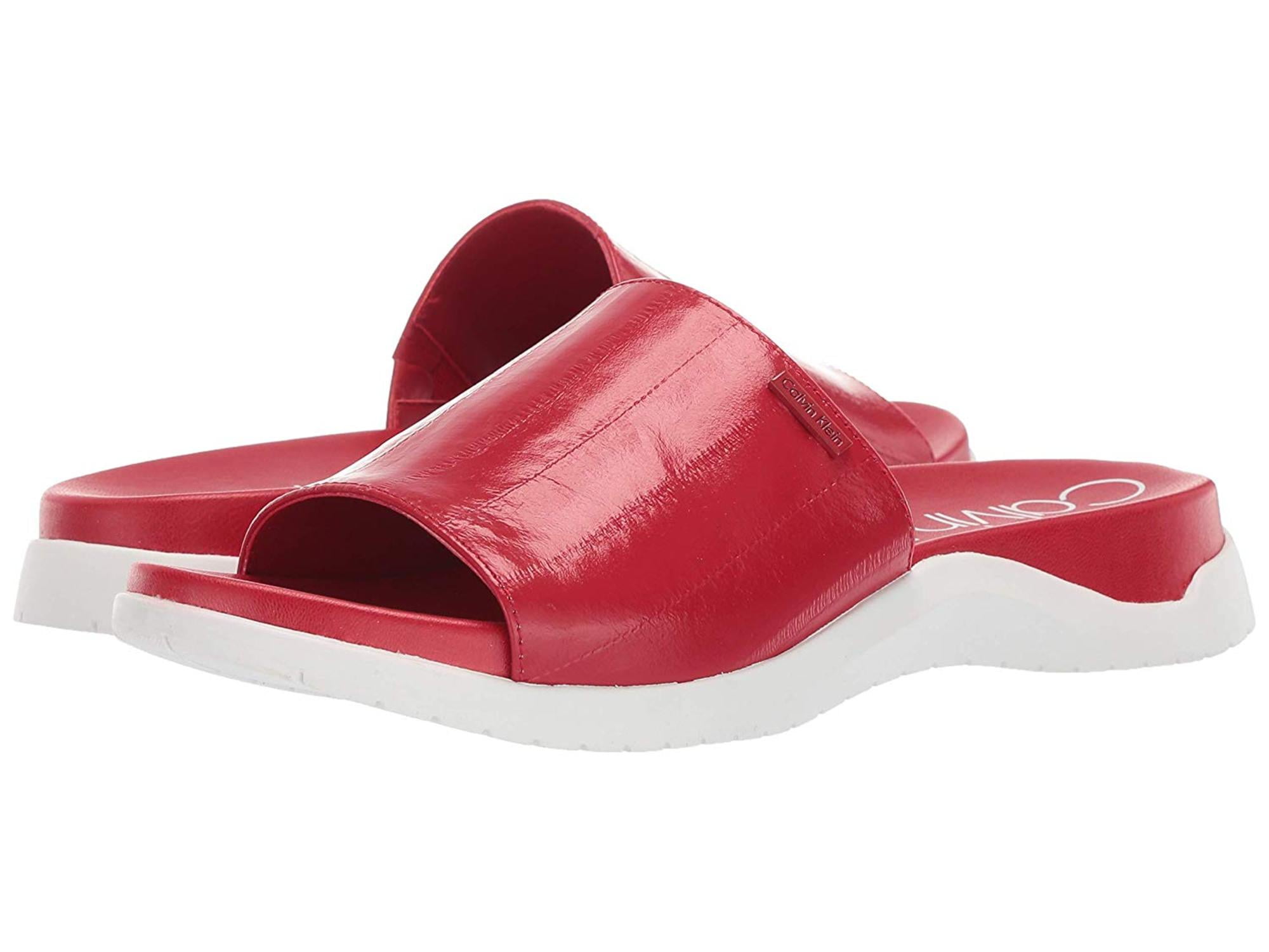 calvin klein red flat shoes