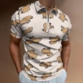 thumbnail image 2 of Capybara Men Zipper T-shirt Summer Casual Short Sleeve T-shirt Top, 2 of 7