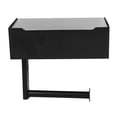 thumbnail image 2 of Caja de soporte para papel higiénico, soporte de papel higiénico montado en la pared de acero inoxidable negro con estante para baño, 2 of 5