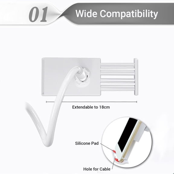 Arm 27 Inch Flexible Gooseneck Tablet & Phone Stand Cell Phone Holder With Adjustable Mount And 3 Inch Screw-Type Clamp For Desk / Bed / Kitchen Compatible With 4 Inch To 10.6 Inch