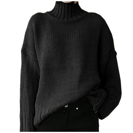 

Women s Autumn And Winter Classic Solid Sweater Long Sleeve Turtleneck Knitting Plus Size Sweater Blouse Sweater Coat Girls Winter Maternity Clothes Hooded Sweaters Long Cable Knit Sweaters for Women