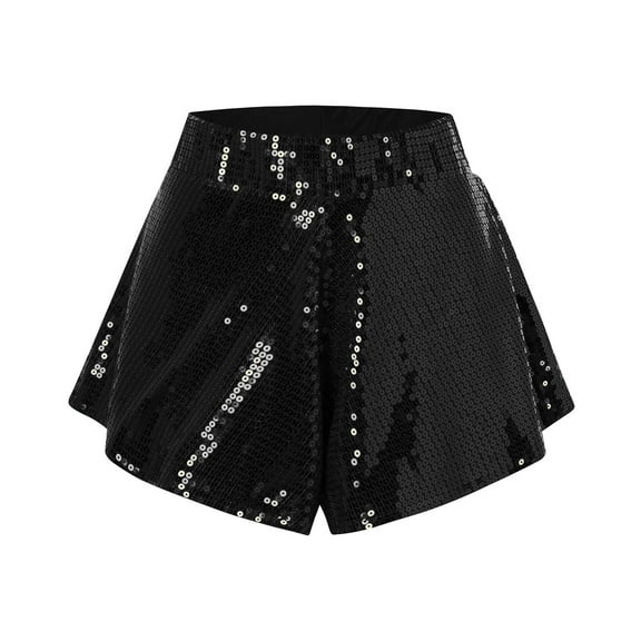 Hienoo Women's Sparkly Sequins High Waist Shorts for Stage Performance Dancing, Sizes S-XL