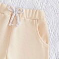 thumbnail image 5 of Ymyiu Newborn Summer Going Home Outfit Baby Girl Summer Set Letter Print Short Sleeve Romper with Pattern Ruffled Shorts and Headband 3 6 Months (Beige,3-6 Months), 5 of 5