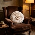 thumbnail image 4 of Round Velvet Throw Pillow, Ruched Decorative Cushion, Pleated Rosette Accent Pillow With Soft Filled Center, Sofa Bed Chair Window Seat Home Decoration Cushion, 4 of 4